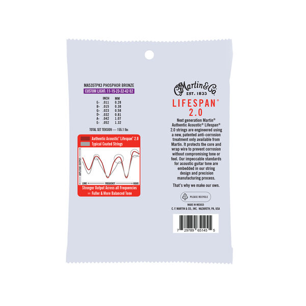 Authentic Acoustic Lifespan® 2.0 Guitar Strings Phosphor Bronze image number 1
